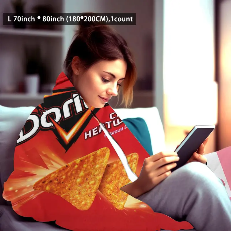 Cartoon Doritos Pattern Blanket, 1 Count Soft Comfortable Warm Throw, Air-conditioned Room Blanket, Warm Nap Blanket for Home & Office 2