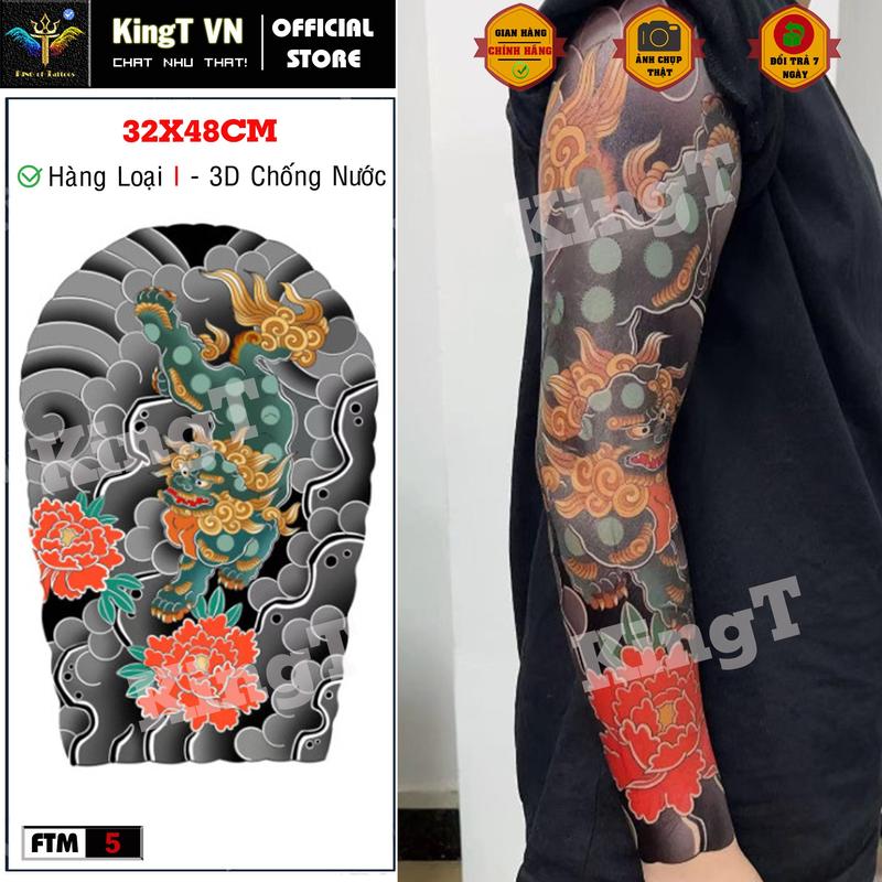 【KingT - ẋăm DÁN MÀU NHẬT CỔ TAY 3-5 NGÀY  hình ẋăm tạm thời tay màu cực chất cool ngầu, hình ẋăm rồng, kì lân, mèo thàn tài, hoa cúc xăm giả full chân 30 ngày
