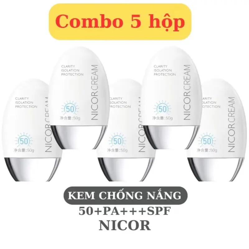Combo 5 chai kem chống nắng nicor hỗ trợ chống nắng nâng tone da