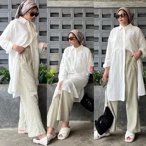 LINI LONG SHIRT by Yellowfacy || KEMEJA PANJANG TUNIK LINEN BUSUI BIGSIZE Baju Basic Fit