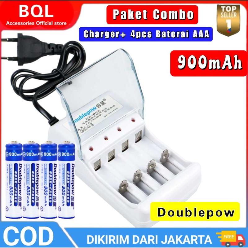 Product Introduction of Paket Combo Charger B02 Plus Baterai AAA Doublepow Charger Baterai 4 slot AA/AAA with 4PCS AAA 900mAh - DP-B02 1