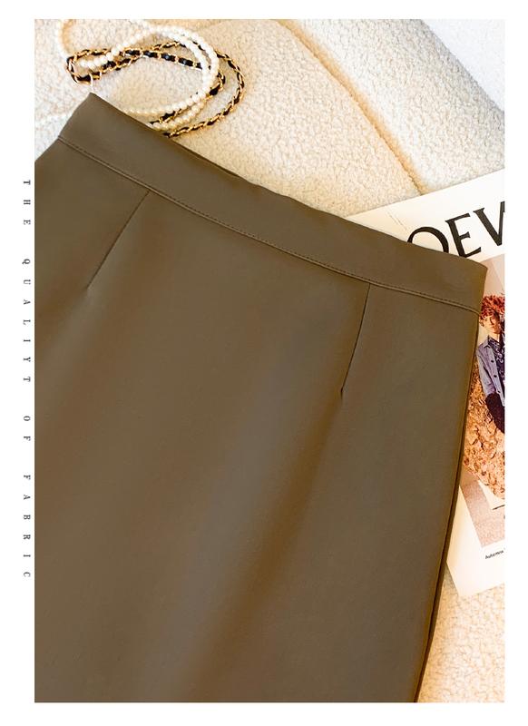 Product Introduction of AMMIN Korean style zipper high waist fashion pleated chiffon skirt Women 2024 Spring Fall retro solid color commuter A-line anti-slip hip wrap one-step dress 11