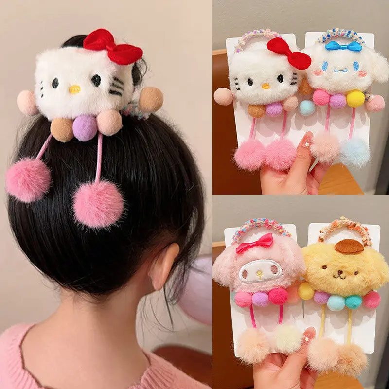Dây Buộc Tóc Co Giãn Nhồi Bông Dễ Thương, Dành Cho Bé Gái, Thiết Kế Hoạt Hình Sanrio, Dây Buộc Tóc, Dây Cao Su, Phụ Kiện Cài Tóc, Phụ Kiện Tóc 1