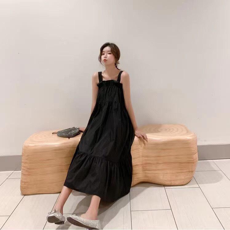 [S-4XL] Váy đầm gân 2 dây dáng dài, Đàm babydoll 2 dây siêu xinh nhà Han Store 4