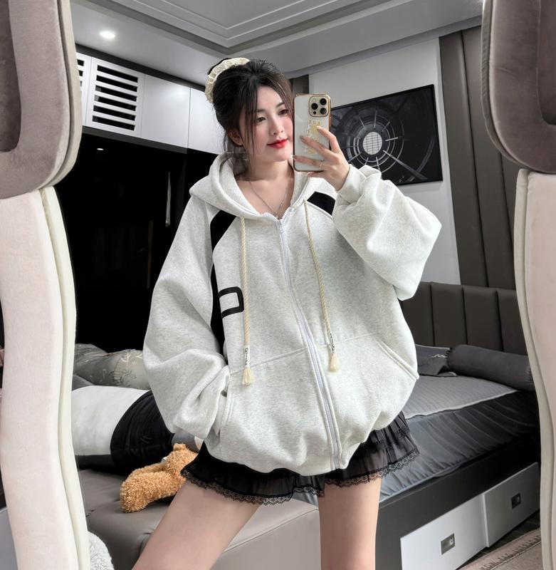 Áo khoác nỉ tàu l1 chữ C pha from BOXY - Women Top Hoodie