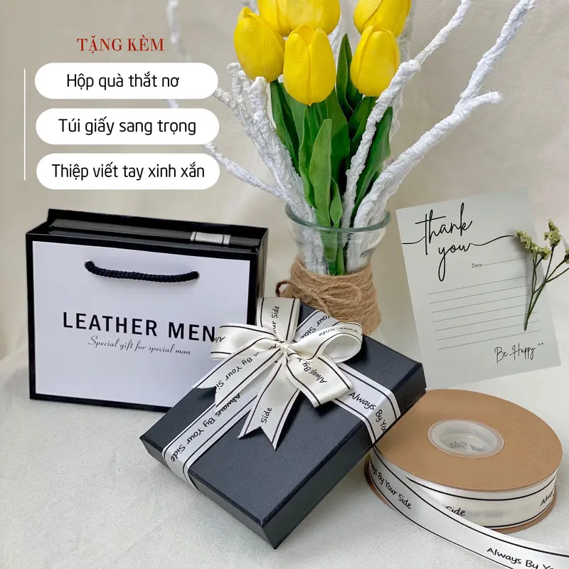 [DA THẬT HANMADE] Ví nam da bò chân kim nguyên tấm khắc tên theo yêu cầu, chất da mướt mịn khắc tên siêu nét, hỗ trợ gói quà, quà tặng cao cấp cho nam giới. 5