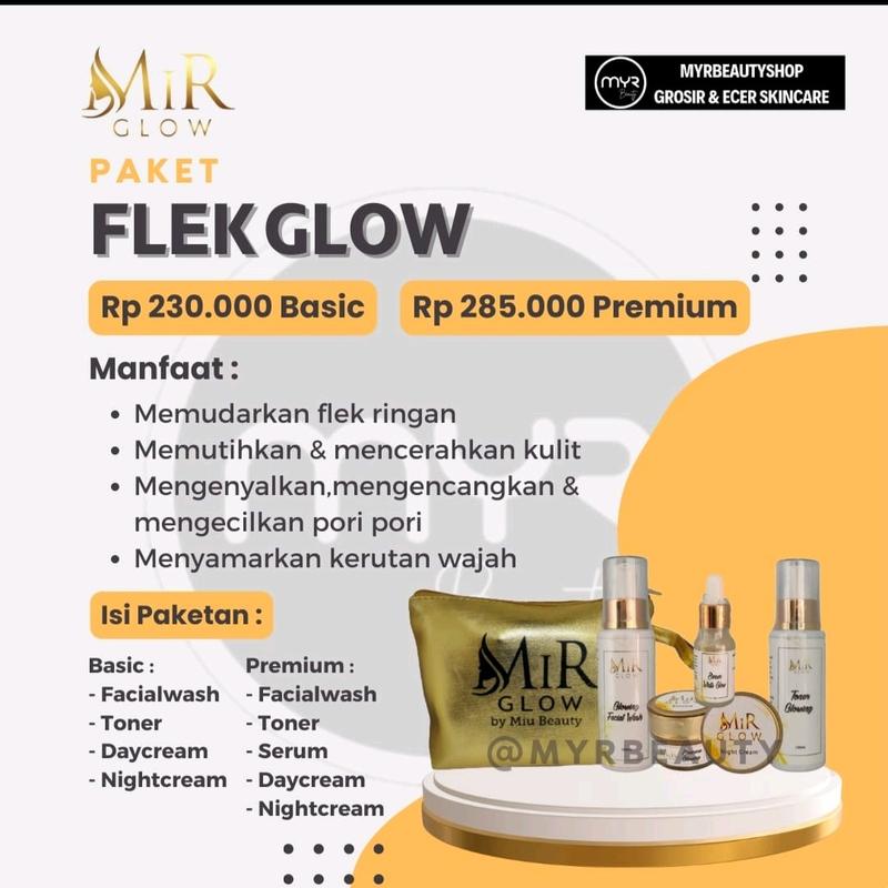MIR GLOW SKINCARE BASIC WHITENING free GIFT RANDOM Wajah Pencerah  Aging Perawatan Pelembab Facial Hitam Muka 5