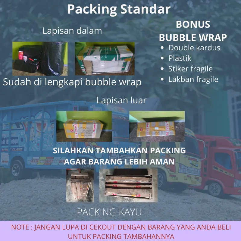 Truk Oleng Miniatur Kayu Murah Asli Jumbo Mobilan Anak-Anak Full Stiker 4