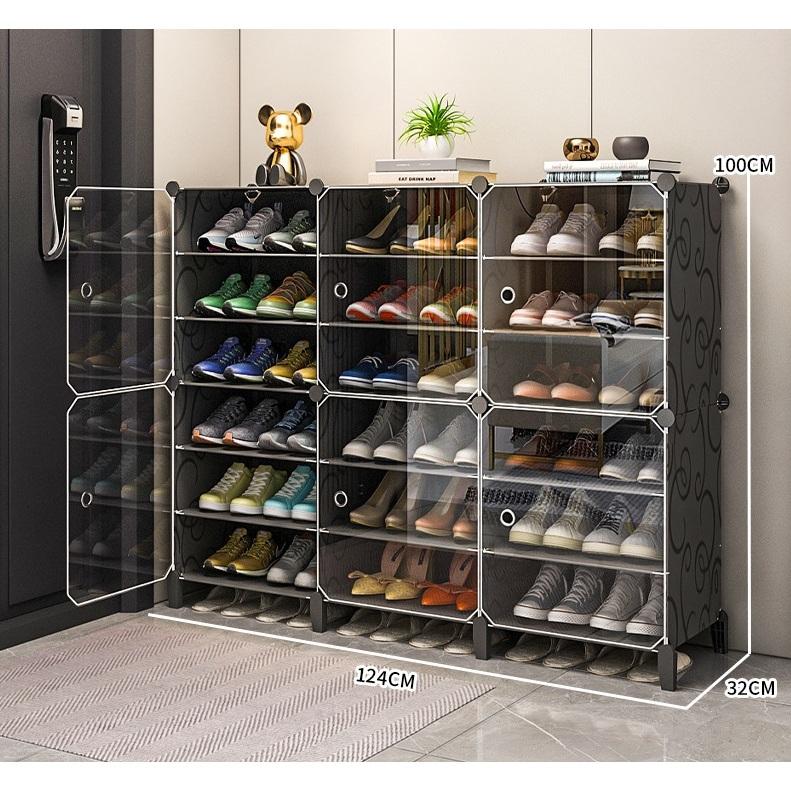 (MẪU MỚI NHẤT) TỦ NHỰA LẮP GHÉP ĐỂ GIÀY 18 Ô (chia ô) ĐA NĂNG ĐỂ ĐƯỢC 36 ĐÔI GIÀY.