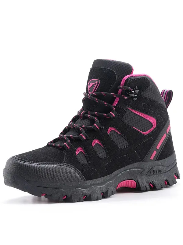 Women's Colorblock Patchwork Lace Up Hiking Shoes, Casual Outdoor Sports Shoes, Breathable Comfortable Non-slip Sneakers for Outdoor Activities 1