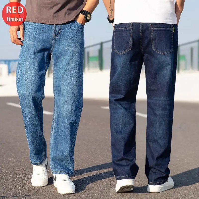Quần Bò Nam REDTIMISM Ống Đứng Quần Jeans Nam Ống Suông Rộng Trẻ Trung Cho Mọi lứa Tuổi 3 Màu Cơ Bản 40-85Kg Cotton Menswear Có Túi Pants