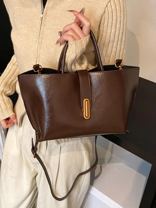 Women's Elegant Solid Color Handbag, Fashionable Crossbody Bag for Daily Used, Casual Trendy Versatile High-quality Daily Commuting Bag Textured Handbag 7