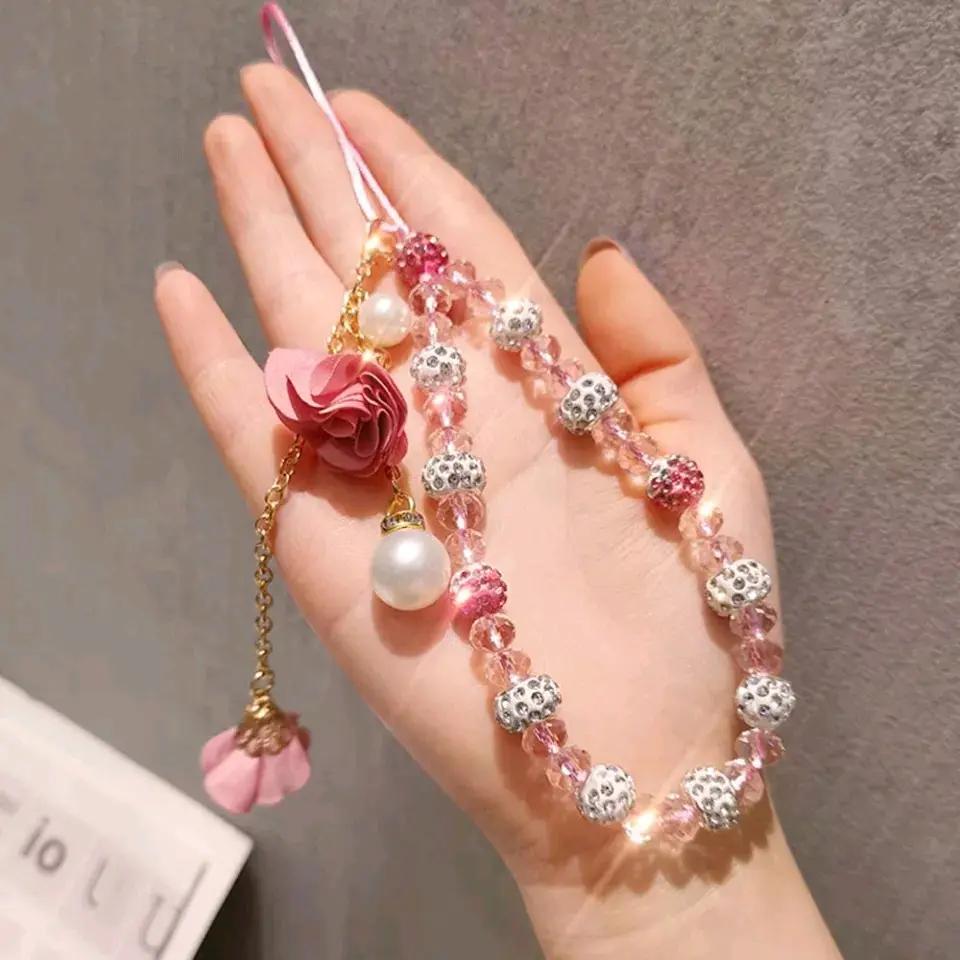 Gantungan hp tali hp kristal juntai bunga | Phone charm phone strap ala korea