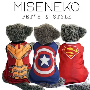 [SIZE JUMBO] Baju Kucing Lucu Murah Motif Superhero Superman Ironman Captain America Cowo Cewe Jantan Betina Aksesoris Hewan Kecil