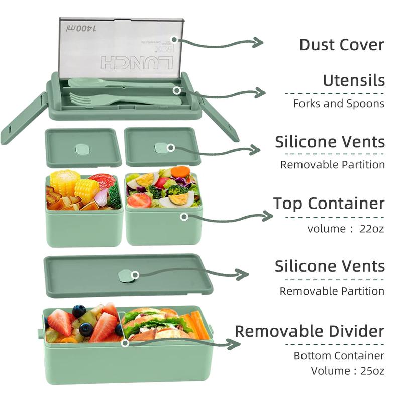 Product Introduction of [Pisuz Way] Kitchen 1400ml Microwave Lunch Box Separate Dinnerware Food Storage Container Children Kids School Office Portable Bento Box Tableware 5