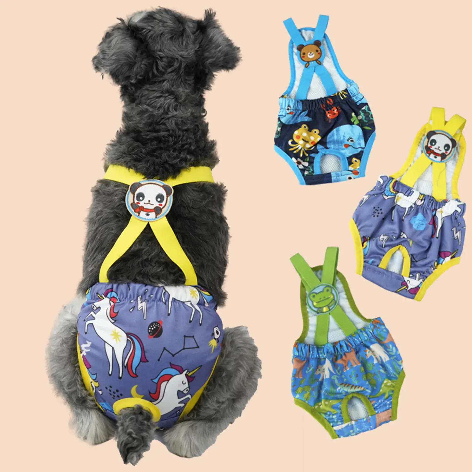Iofdig|Pet Menstrual Pants Soft Breathable Comfortable Cartoon Print Pet Puppy Dog Physiological Pants Pet Supplies