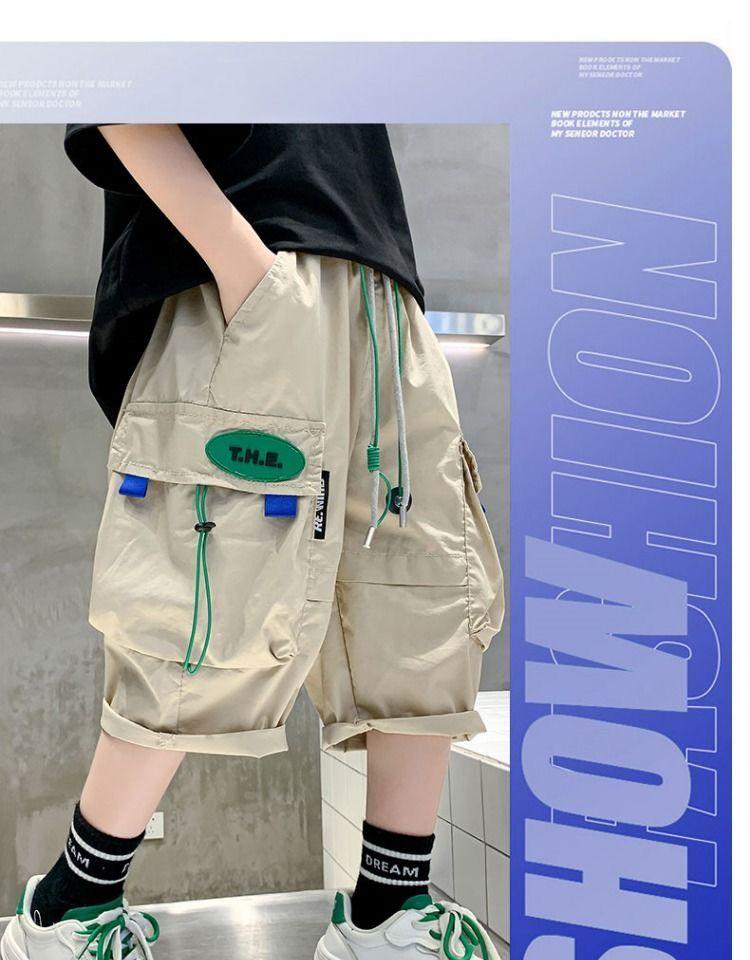 Product Introduction of Quần Dài Mùa Hè Cho Bé Trai, Quần Dài Cropped Xén, Dành Cho Trẻ Em Trung Bình Và Lớn, Dáng Rộng Vừa Vặn, Mỏng Và Thoáng Khí, Phong Cách 2024, Quần Thường Ngày 17