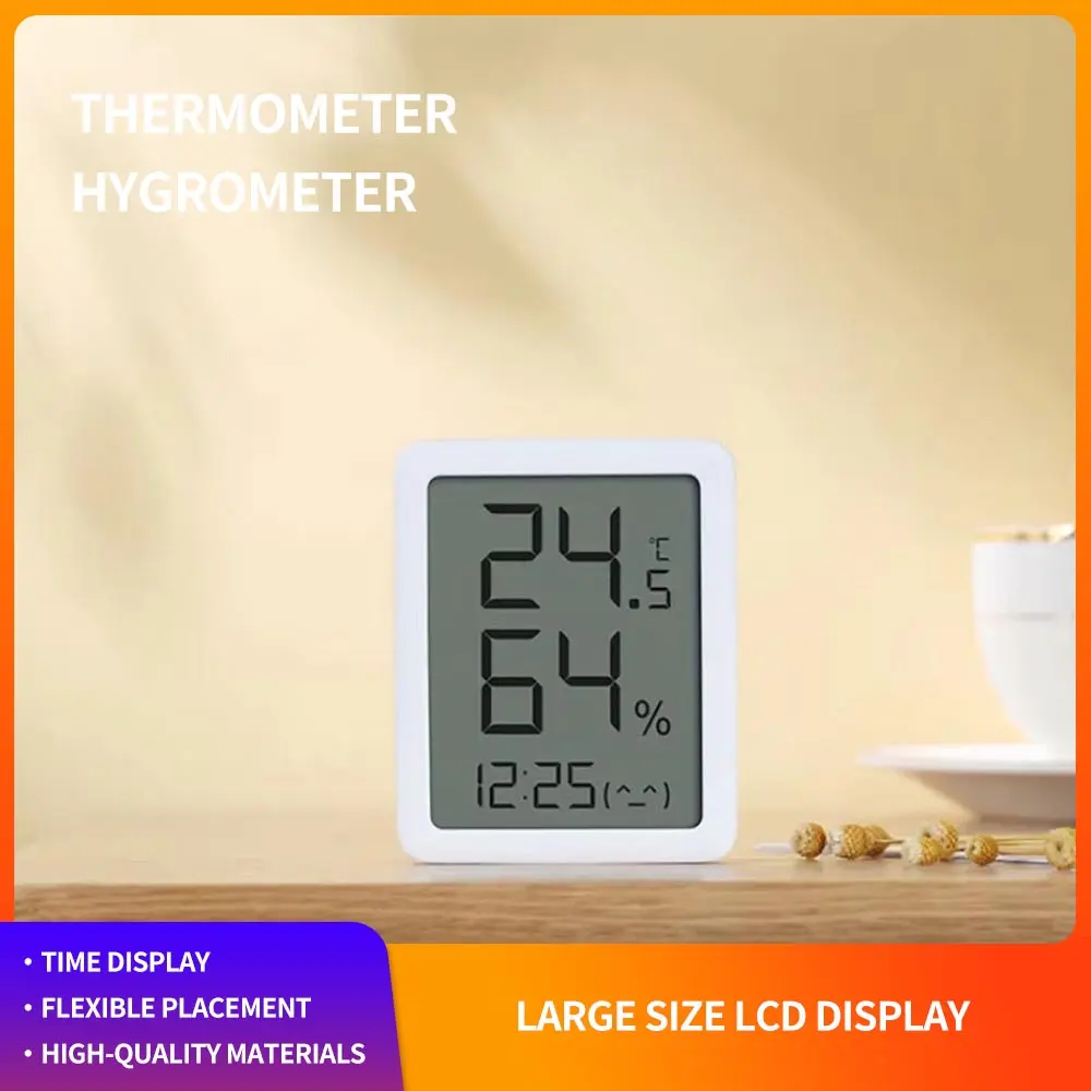 เครื่องวัดอุณหภูมิ เทอร์โมมิเตอร์ ตัวตรวจวัดอุณหภูมิและความชื้น Digital Temperature Humidity Monitor  หน้าจอ LCD  พร้อมนาฬิกา เครื่องวัดอุณหภูมิ  เครื่องวัดอุณหภูมิและความชื้นแบบดิจิตอล
