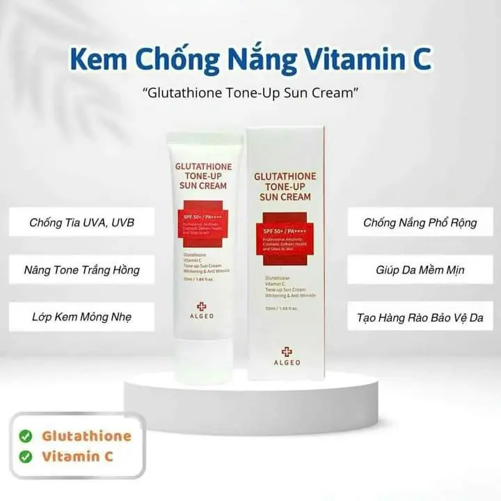 Kem chống nắng Algeo Glutathione Tone-up Sun Cream - 50ml