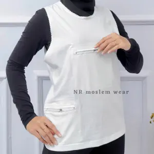 Kaos singlet wanita haji dan umroh , singlet berkantong perlengkapan haji umroh wanita kode super Nyaman Muslim Combed