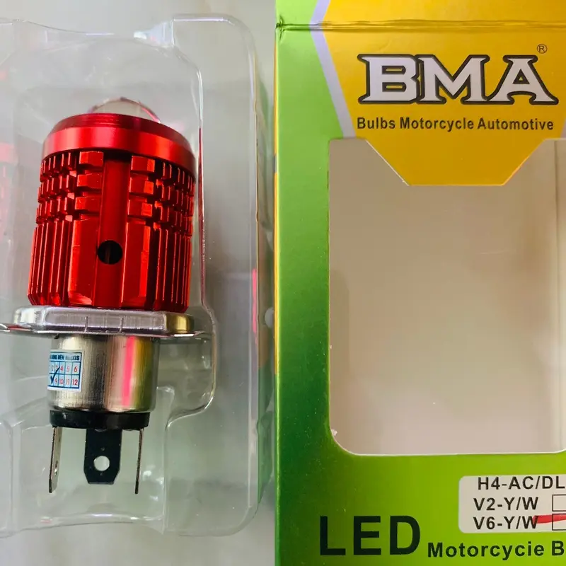 Đèn Led bi cầu gom sáng ô tô xe máy BmA 3 chân H4 cos vàng pha trắng điện bình 30w nhôm tản nhiệt siêu sáng 0