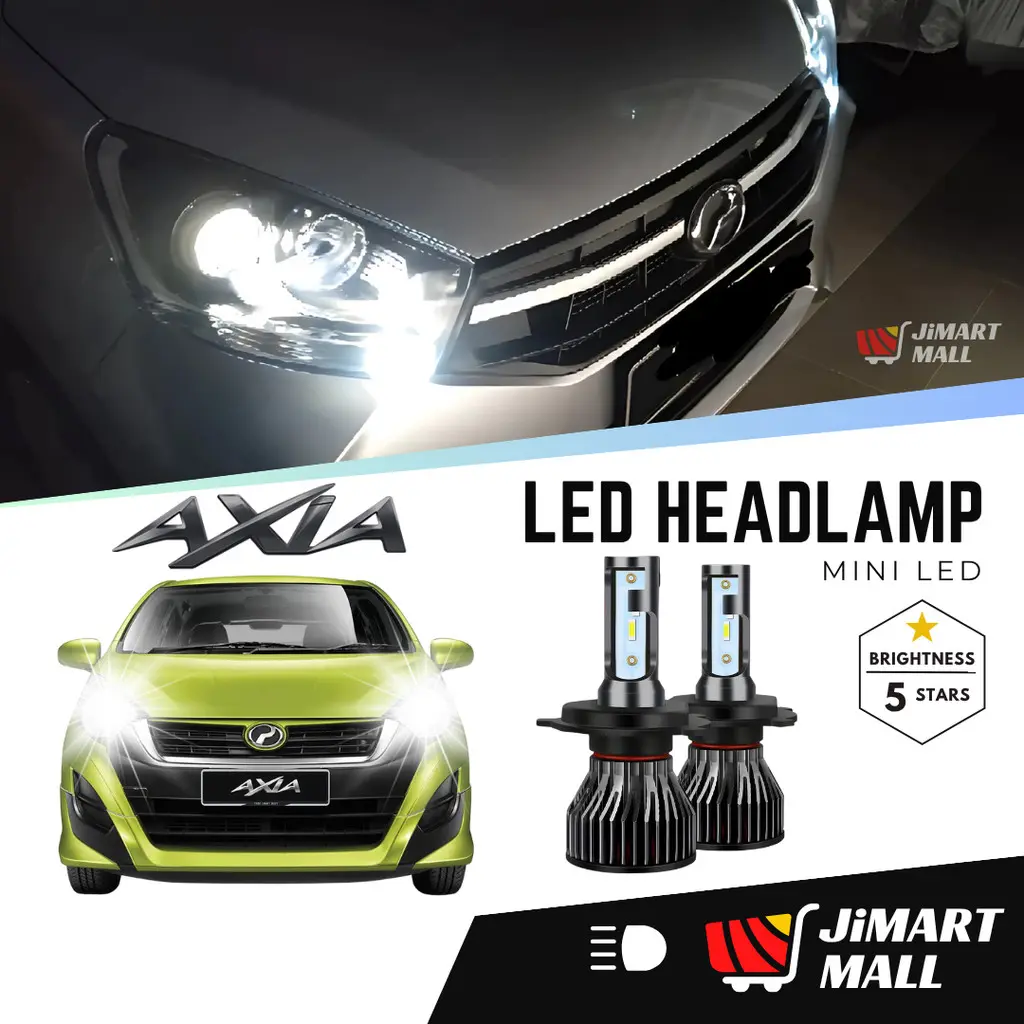 PERODUA AXIA HEADLAMP LED BULB 6000K White Car Head Light Lamp Besar ...
