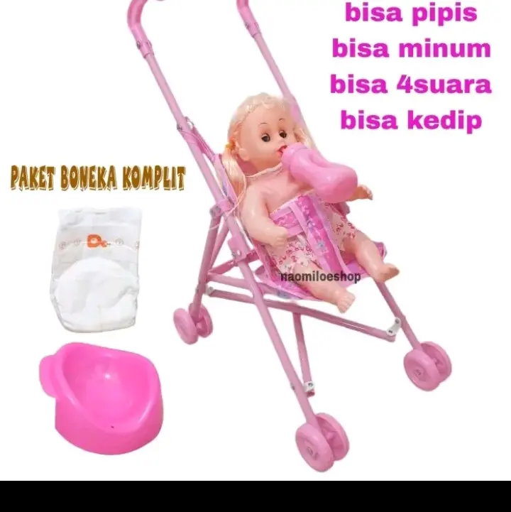 boneka nangis+stroli satu paket 3