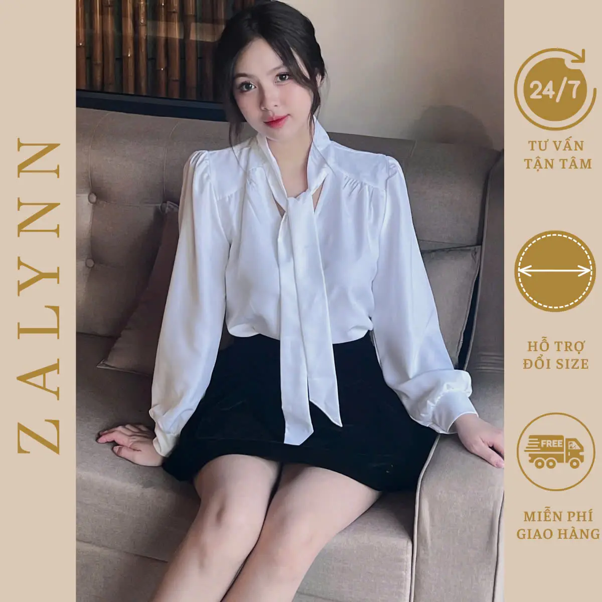 nữ thắt nơ điệu đà , tiểu thư , thanh lịch- ZALYNN SM10 Top bán chạy Women