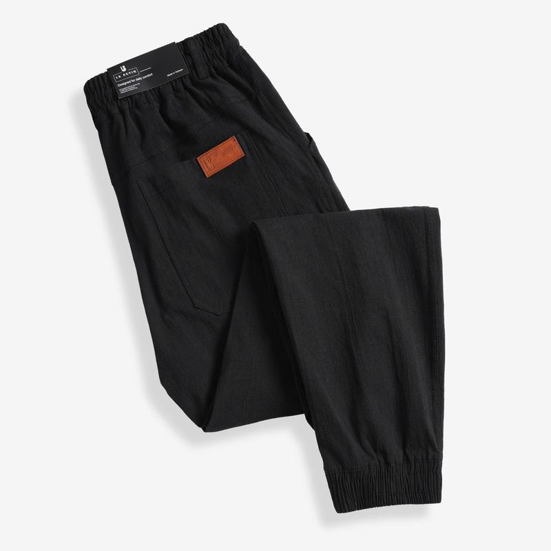 Quần Nam - Quần Jogger Linen Cao Cấp gắn mác da sang trọng 2