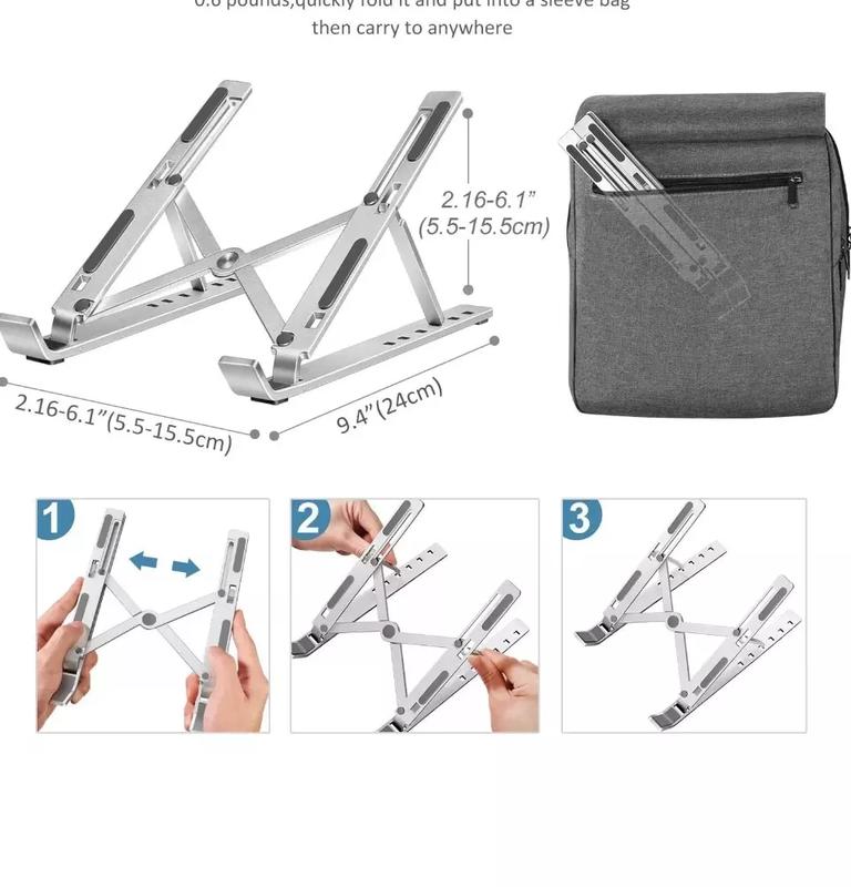 Product Introduction of 24-hour shipping+spot inventory+COD Portable Aluminum Alloy Notebook Stand Folding Laptop Stand Holder for Macbook Air Pro Adjustable Computer Bracket 38