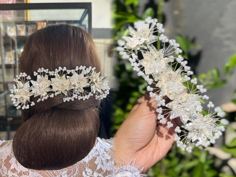 Semanggi Bunga Aksesoris Hiasan Sanggul Rambut isi 4 Tunjung Sari Mutiara Krengseng Cucuk Mahkota Tusuk Konde 3