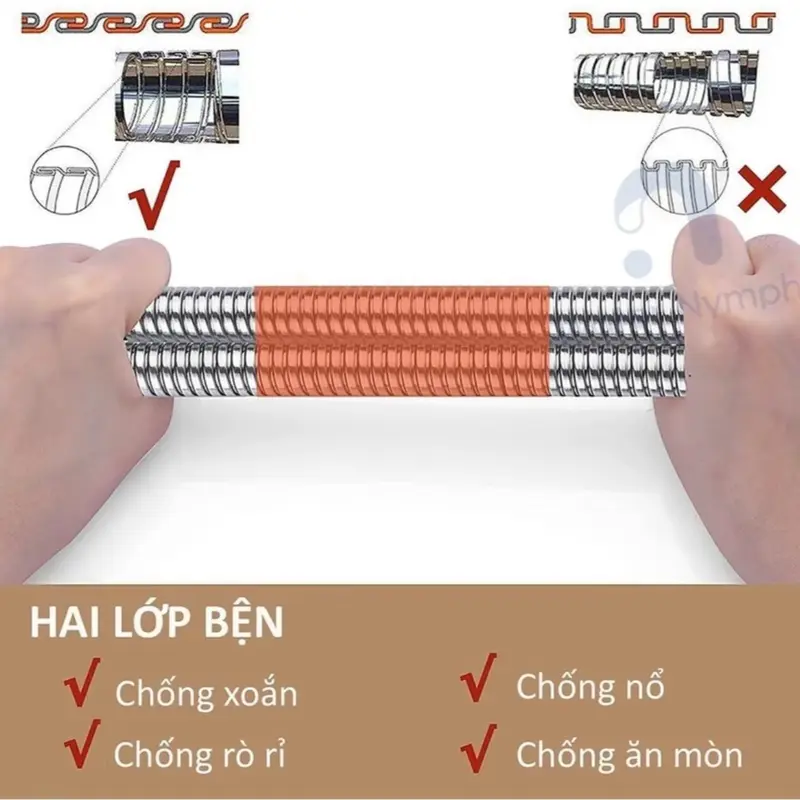 Dây vòi hoa sen Inox ốc đồng chất lượng cao 5