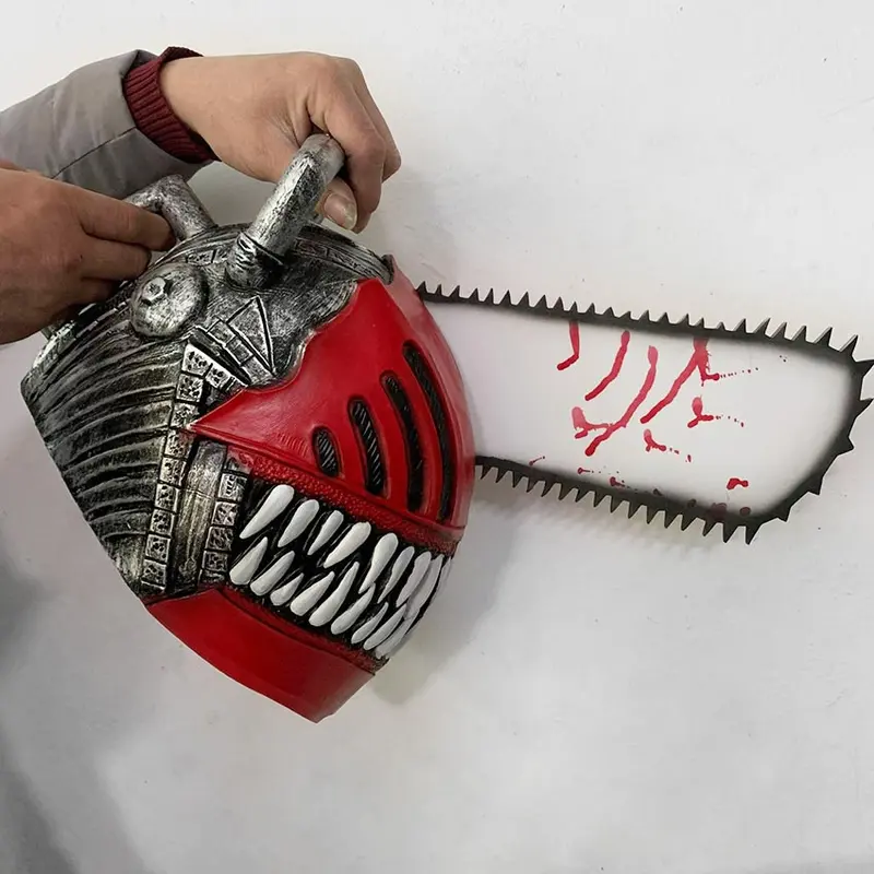 Chainsaw Man Denji Mask Cosplay Latex Masker Helm Masquerade Pesta Halloween Kostum Props 7