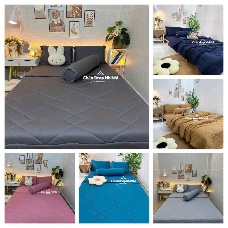 BỘ GA TRÃI GIƯỜNG 4 MÓN  THUN LẠNH SILK LỤA GỒM: 1 GA BO THUN + 2 VỎ ÁO GỐI NẰM+ 1 ÁO GỐI ÔM DÂY KÉO