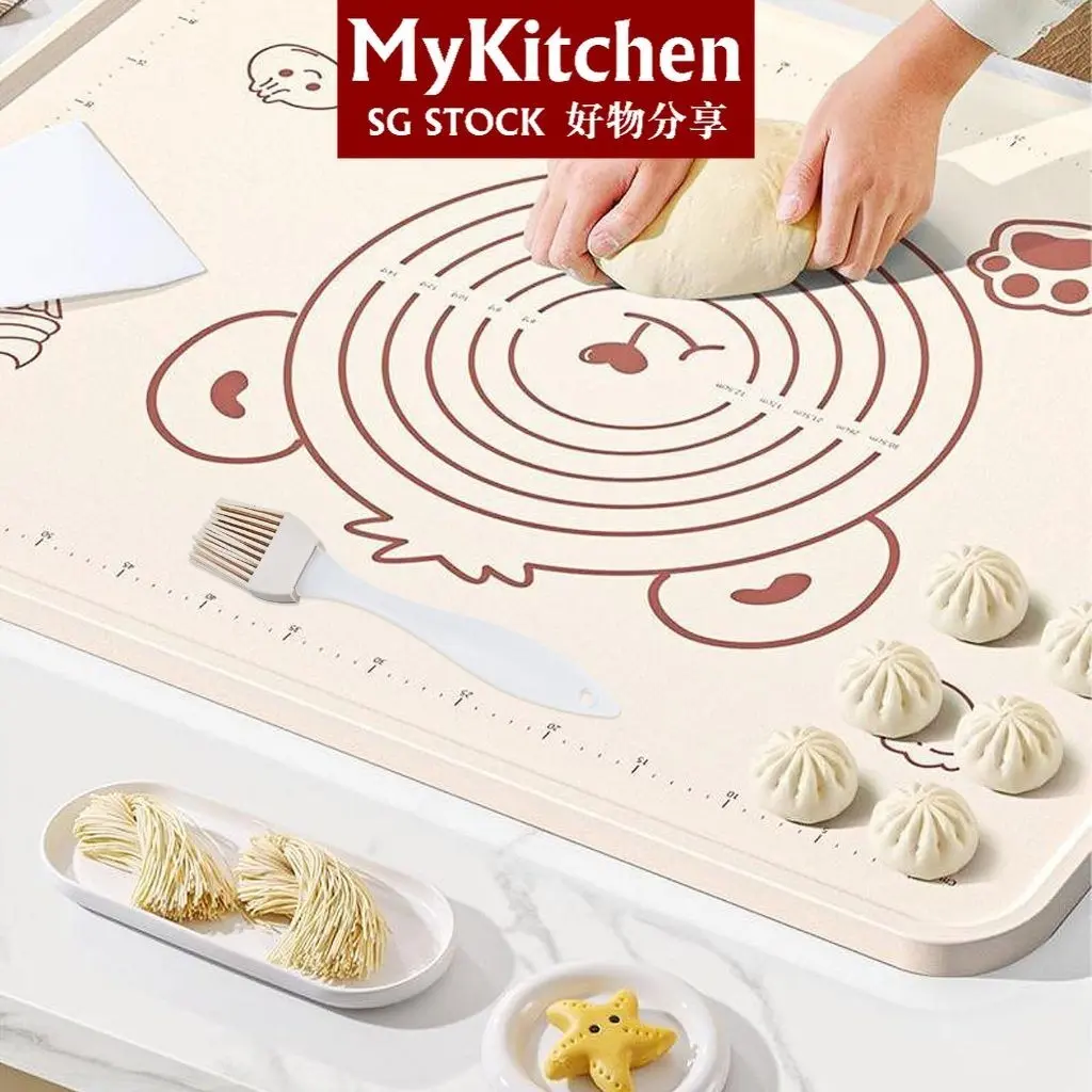 MyKitchen 50x 70cm Silicone Baking Mat Anti Slip Dough Bread Making Mat with Anti-spill Edge