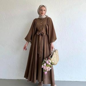 Sut Fesyen Muslim, Ketibaan Baru, Atasan Lengan Tanglung, Skirt Buaian Besar, Gaya Elegan Eropah dan Amerika, DM096