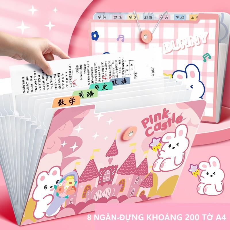 [5 - 8 - 12 ngăn] Bìa Hồ Sơ Trong Suốt A4 Nhiều Họa Tiết Xin Xắn Dạng Khóa Gài -Túi Đựng Tài Liệu -Bìa Đựng Giấy