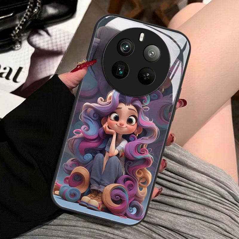 Product Introduction of With Camera Cover Lens Protector Casing For Realme 12 Pro 12X 12 11Plus Realme 11 12 Pro 4G 5G 2024 Shockproof Phone Case Cute the Runaway Princess Luxury Liquid Girls Glass Phone Case Accessories Protective 18