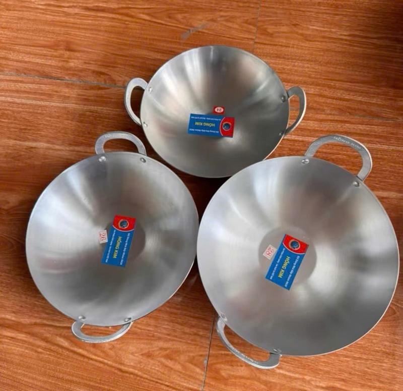 Bộ 3 Cái Chảo Nhôm Bóng Size 24cm 26cm 28cm Chảo Nhôm Lòng Sâu Quay Tán Đinh 7