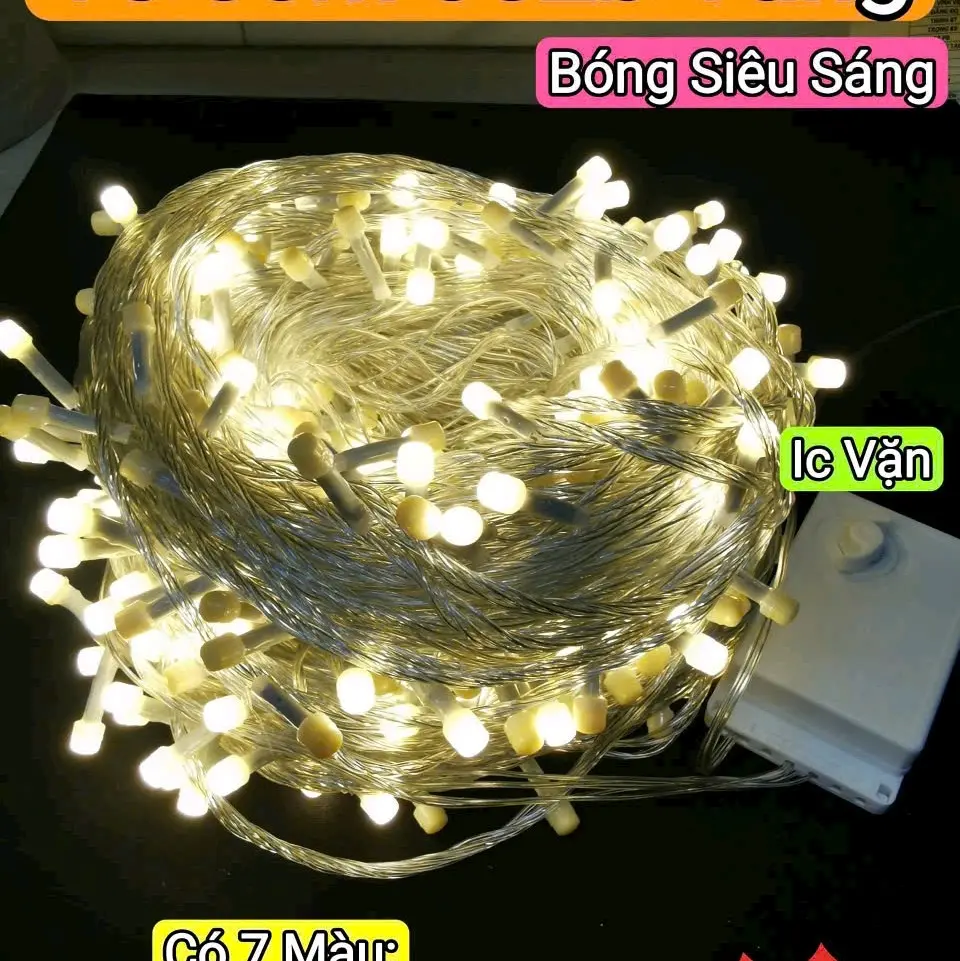 dây đèn chớp 100m ánh sáng vàng ( độ dài thực tế 80m)