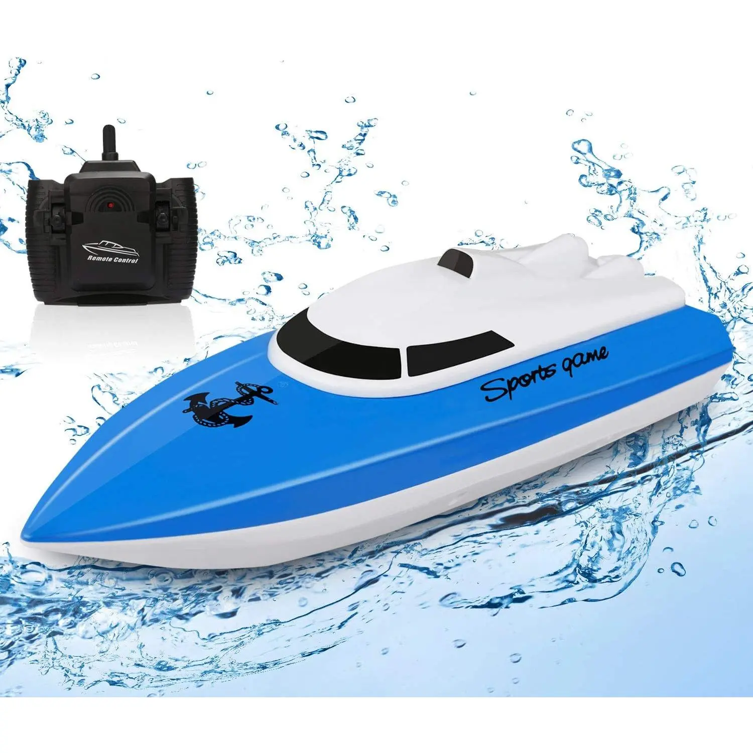 RC Boat, Remote Control Boats for Lake/Pool/Pond, 2.4 GHz High Speed Mini Boats, Outdoor Adventure Electric RC Racing Boats with Rechargeable Battery, Water Play Toy Gift for Boys&Girls-Blue