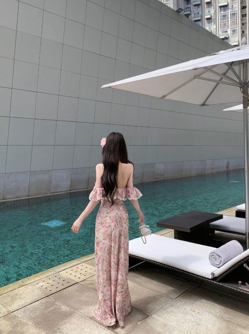 Product Introduction of Đầm Maxi Hoa, Thời Trang Mùa Hè, Thiết Kế Hở Lưng Gợi Cảm, Đầm Nữ Có Cổ Vai 19