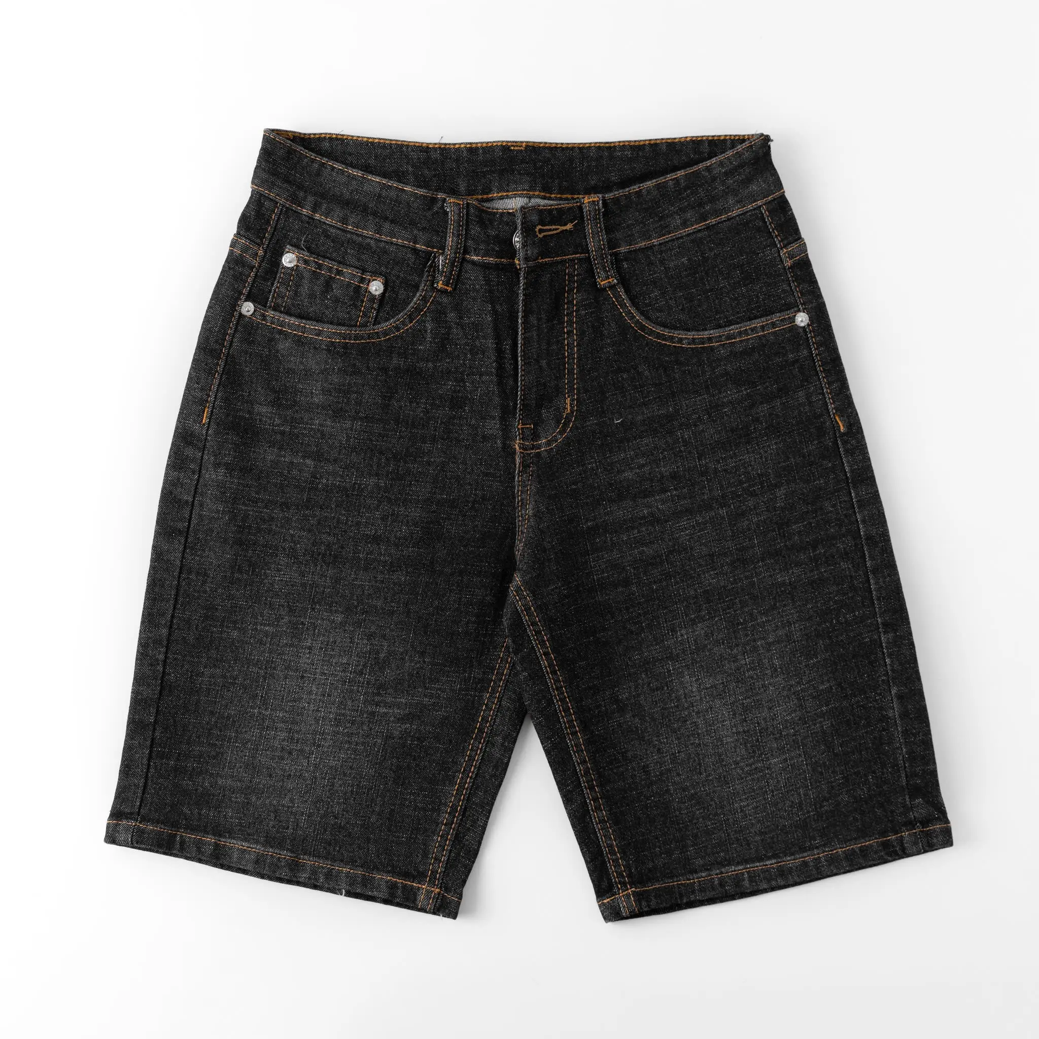 Quần short jean nam ống rộng xám đậm 07 vải coton co giãn Menswear Pants