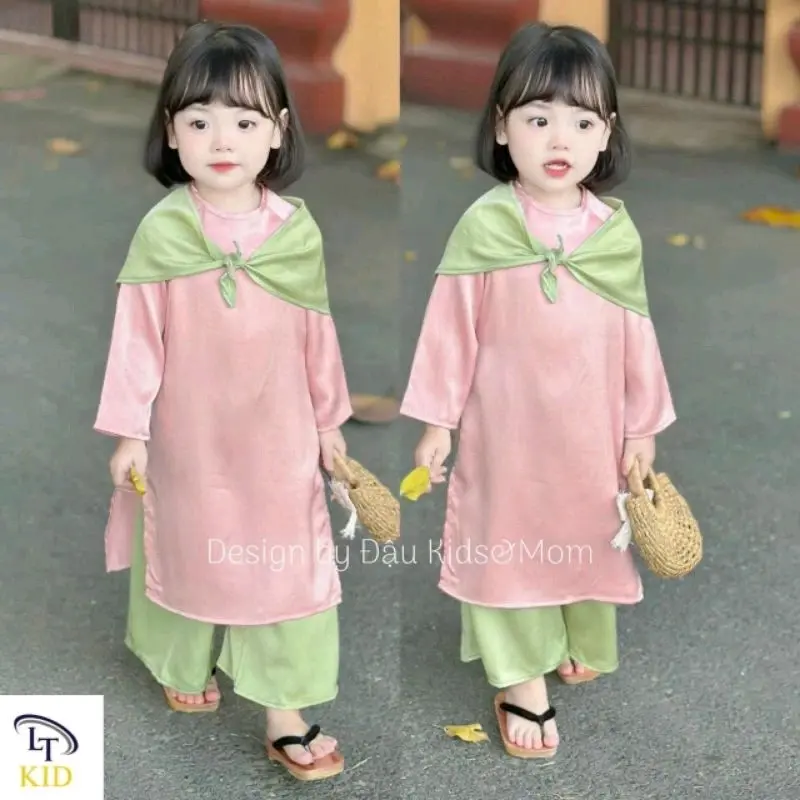 set áo dài bàba cho bé gái từ 8 đến 28 kg hình thật