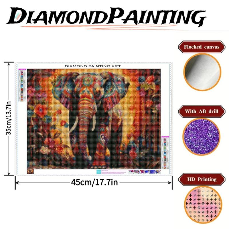 Elephant Pattern DIY Diamond Arts Colorful Painting Kit without Frame, DIY 5D Diamond Arts Colorful Painting Kit for Beginner, Wall Art Decor for Home 1
