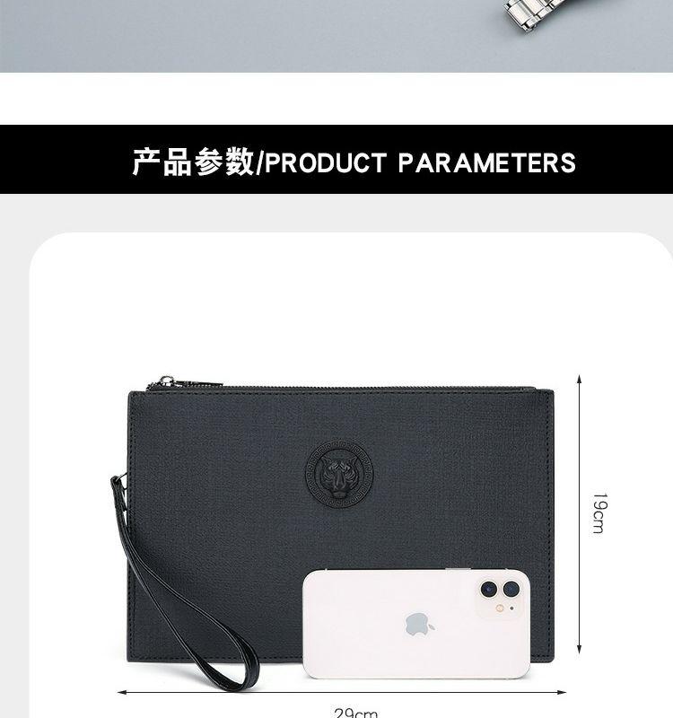 Product Introduction of New Men's Clutch Large Capacity Soft Leather Clutch Envelope Package Trendy Briefcase Business Men's Bag Live Supply 6