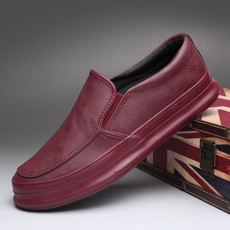Product Introduction of 2023 Men's Shoes Autumn New Thick-Soled Slip-On Lazy Shoes Men's Breathable Height-Increasing Leather Shoes Soft-Soled Trendy Versatile Sneakers 35
