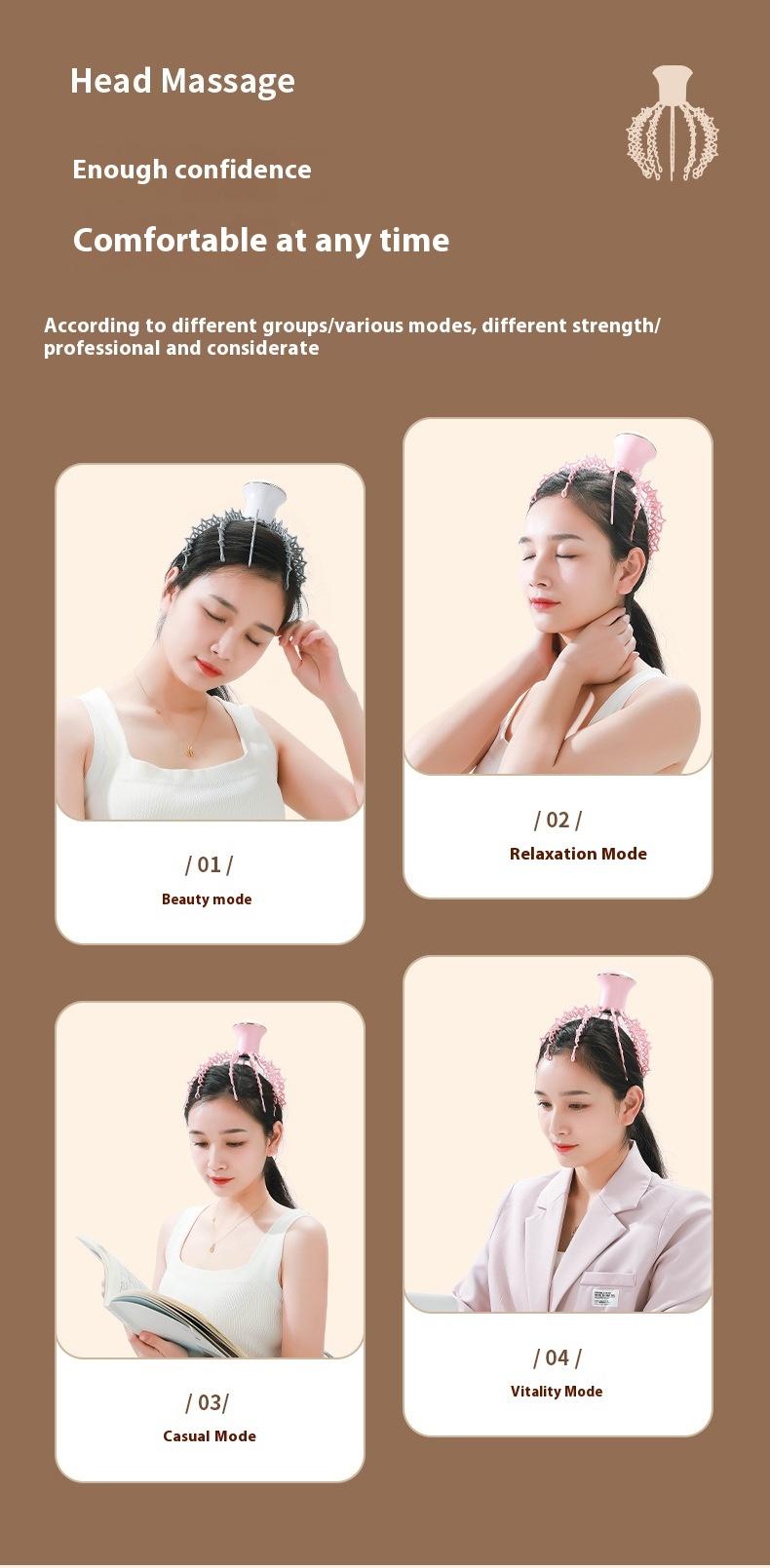 Product Introduction of Electric Head Massager Octopus Household Smart Head Therapy Machine Head Massage Instrument 17