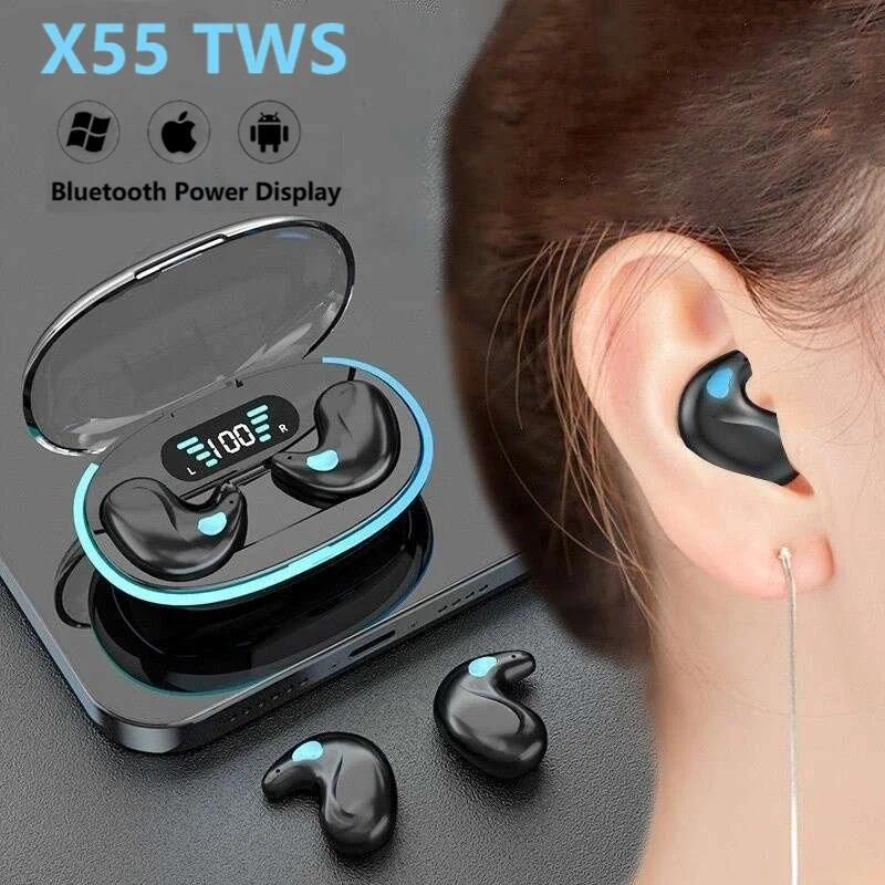 Tai Nghe Ngủ, X55, Tai Nghe Không Dây, Tai Nghe Mini, Tai Nghe Bluetooth TWS, Thiết Kế Ẩn