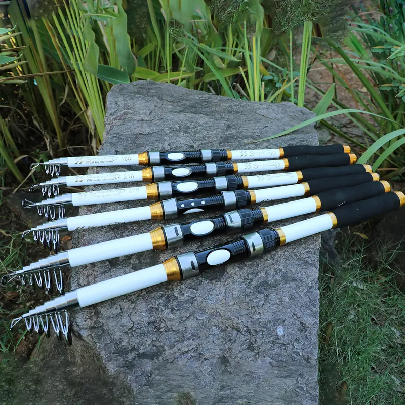 Sougayilang Rod memancing berputar dan reel set 5.9ft/6.9ft/7.9ft Rod memancing teleskopik dan 6BB 5.2:1 Ratio memancing berputar reel memancing dengan garis memancing 500m Ikan Roda 8